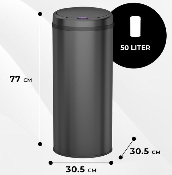Bayt Trash can - Trash can 50 Liter - Trash with Sensor - Garbage can - Garbage can - Waste bin - Black