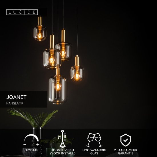 Lucide JOANET - Suspension - Ø 66 cm - 2xE27 - Fumé