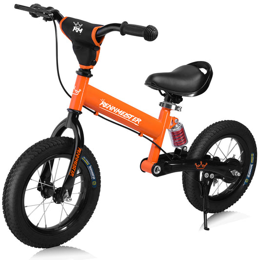 Vélo d'équilibre Deuba 'Renmeister' avec suspension et selle d'entraînement orange