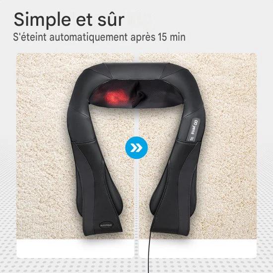 Auronic Shiatsu Coussin de massage - Appareil de massage électrique pour la nuque - Appareils de massage - Nuque et épaules - Infrarouge - Housse de transport incluse - Noir