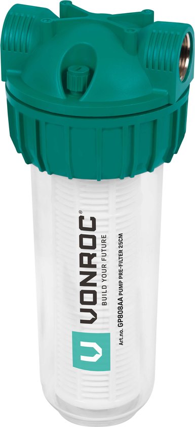 VONROC Préfiltre pour pompes et pompes hydroniques - 25cm - Max. 4300l/h - Préfiltre universel