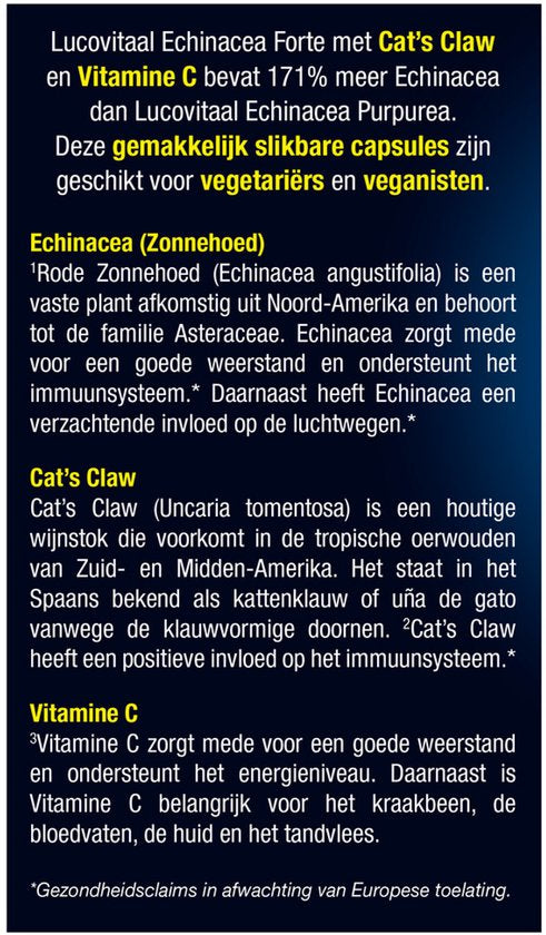 Lucovitaal Echinacea Forte à la griffe de chat, 30 gélules