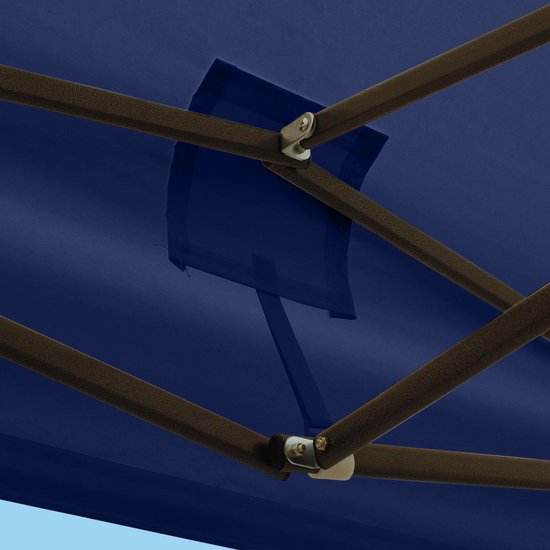 LifeGoods Tente de réception - Pavillon - EasyUp - Pliable - 4 parois latérales - Imperméable - Avec sac de transport à roulettes - 3x3 mètres - Bleu foncé