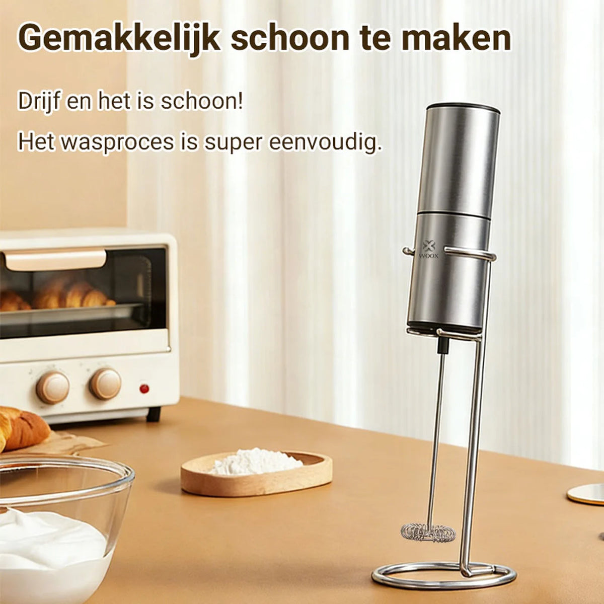 Mousseur à lait portable Woox – Alimenté par piles – Format voyage – Noir – Mousseur à café compact