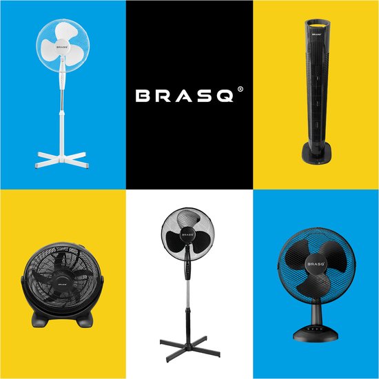 BRASQ Ventilateur de table - 30 cm - Blanc - 3 vitesses - Ventilateur de table - 40 watts