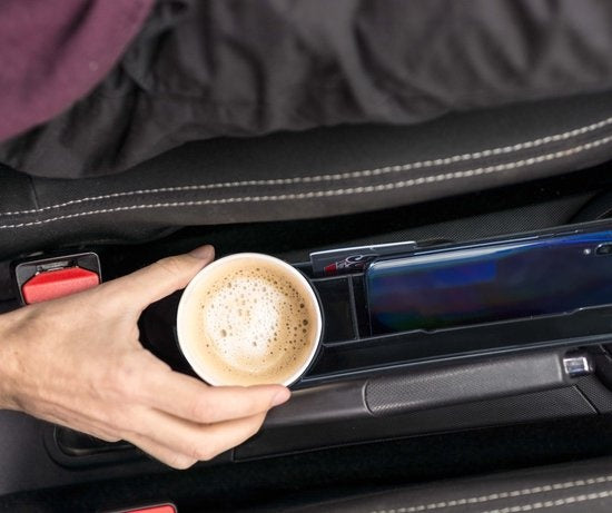 Dunlop Car Seat Organiser - avec porte-gobelet - Tapis antidérapant - Noir