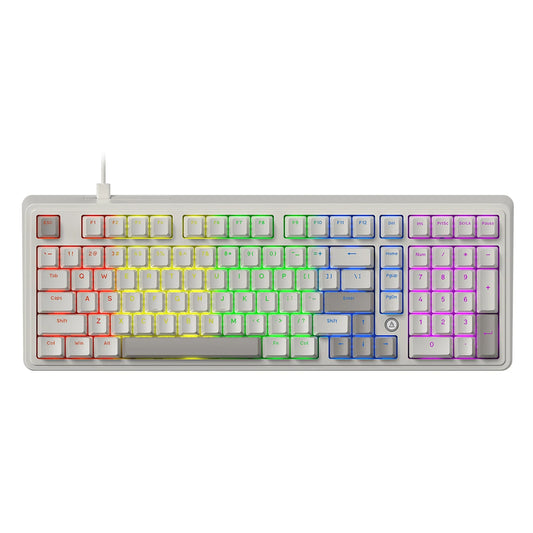 Clavier mécanique Ajazz AK980 - Disposition à 98 % - Hot-Swap - RGB - Blanc/Gris