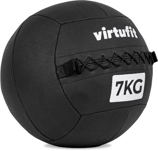 VirtuFit Wall Ball Pro - 7 kg - Fitness - Hyrox Training - Noir - Ballon lesté - Ballon de musculation - Ballon d'entraînement - Wall Ball - Ballon médicinal