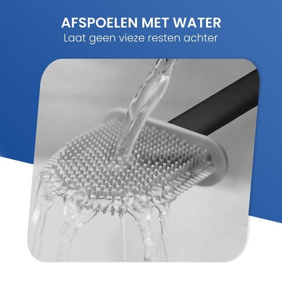 Roegaarden Brosse à WC avec support - Brosse à WC - Silicone - Autoportante et à suspendre - Noir