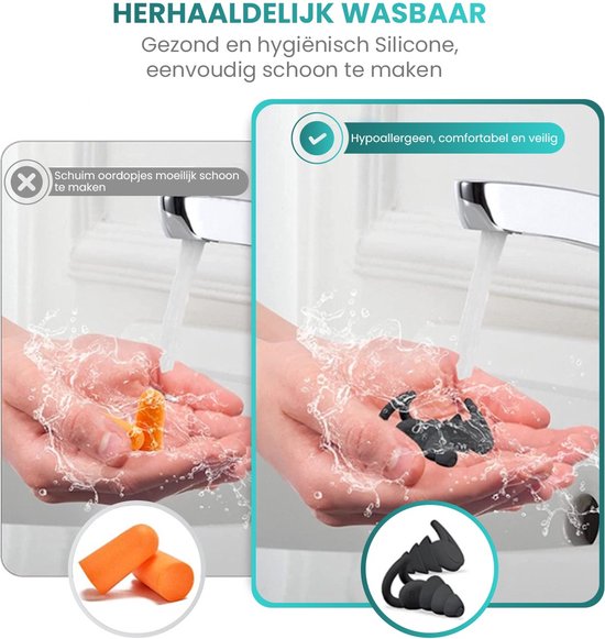 MR. Bouchons d'oreille PANACHE - Bouchons d'oreille pour le sommeil - Anti-ronflement - Bouchons d'oreille - Bouchons d'oreille pour le sommeil - Bouchons d'oreille insonorisés - Silicone sans BPA - Haute réduction du bruit (35dB) - Noir