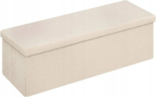 Banc de rangement Eugad avec couvercle - Beige - 110 x 38 x 38 cm