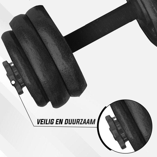 Fitby Dumbells 20KG - Haltères - Jeu de poids - Haltères réglables - Jeu d'haltères - Jeu d'haltères - Fonte - Boîtier de rangement inclus