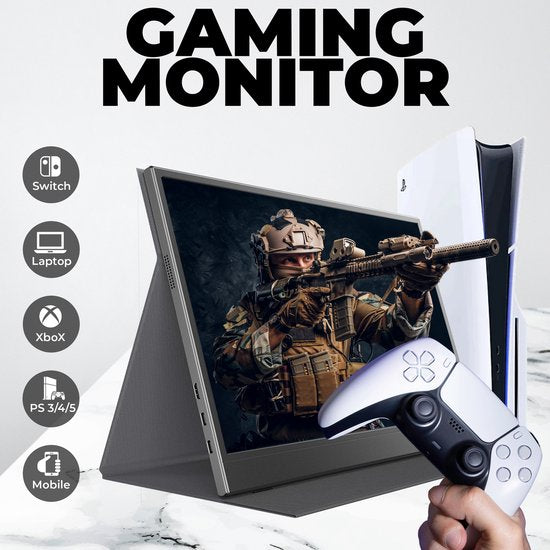 Écran portable Denver - Full HD - 15,6 pouces - Écran portable - Housse en cuir - HDMI - USB-C - PMO15604