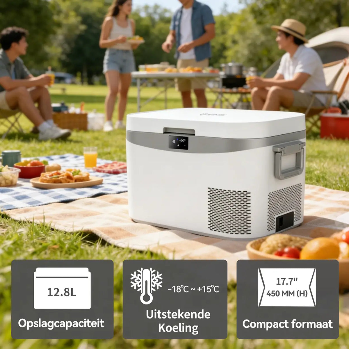 Glacière portable à compresseur Bingi 12,8 L - Multitension 12 V/24 V/230 V - 46,5 x 32 x 28 cm