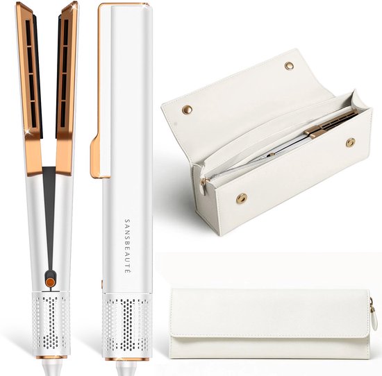 Sansbeauté® Sanstraight Straightener Wet-to-Dry with Travel Pouch - 2 in 1 - Hair Dryer & Straighteners - Coldshot - 80℃ to 140℃ - Hair Straigthener - Hair Straightener - Lisseur Cheveux - Alternative Steam Straightener