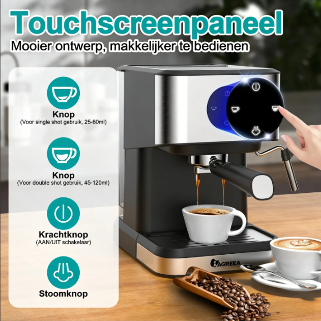 Machine à expresso Iagreea CM3050 - 20 bars - Buse à vapeur - 1,5 L - Acier inoxydable