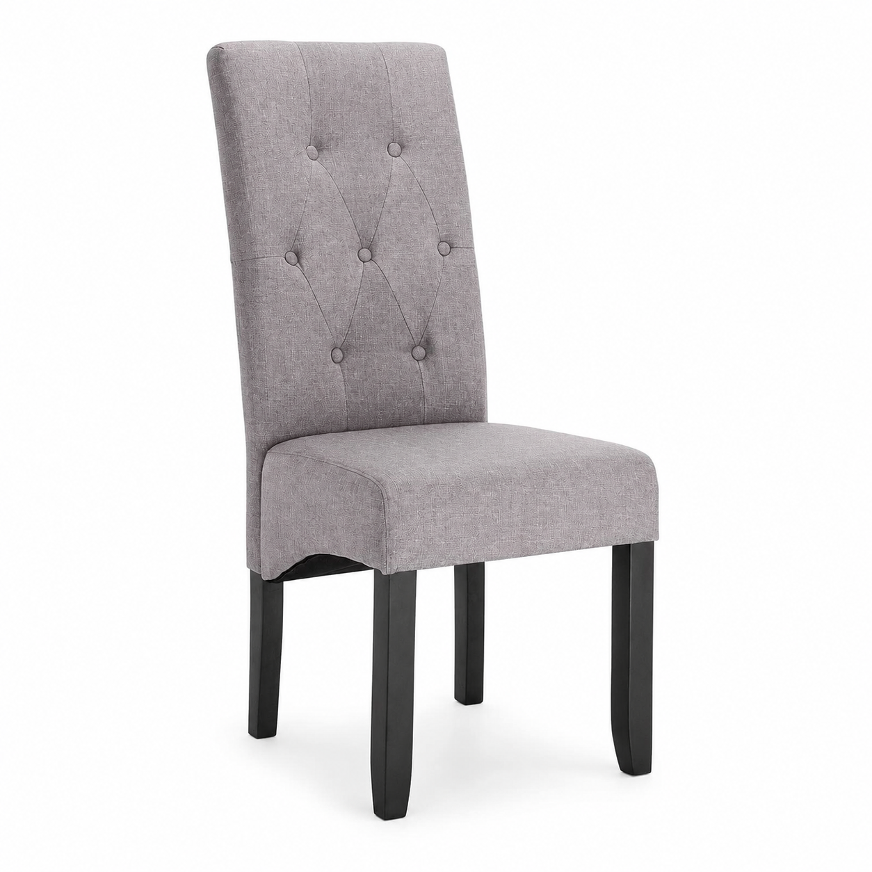 Chaise de salle à manger Woltu à dossier haut - Lin gris clair - Pieds en bois massif - 42 x 47 x 107 cm