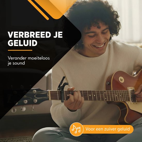 Capo universel Finesse avec médiators - Guitare - Acoustique - Électrique - Ukulélé - Noir