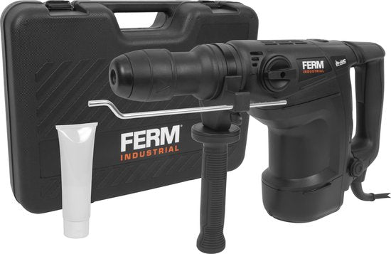 FERM Industrial - HDM1043P - Marteau perforateur - 1100W - Force de frappe 1-7 Joule - 6kg - Multi-vitesse - Perçage au marteau - Burinage - Burinage rotatif - Tête burineur SDS-max - Démarrage progressif - Vitesse variable - Mallette de rangement - - FER