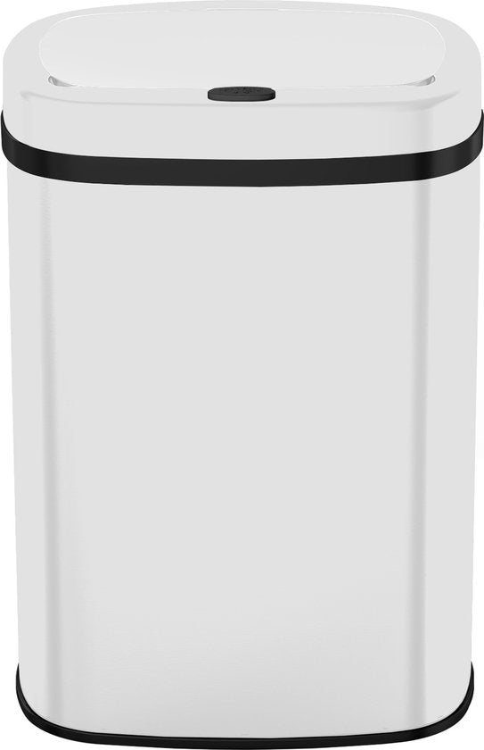 Bayt Poubelle - Poubelle 60 litres - Poubelle avec capteur - Poubelle - Corbeille - Métal - Blanc