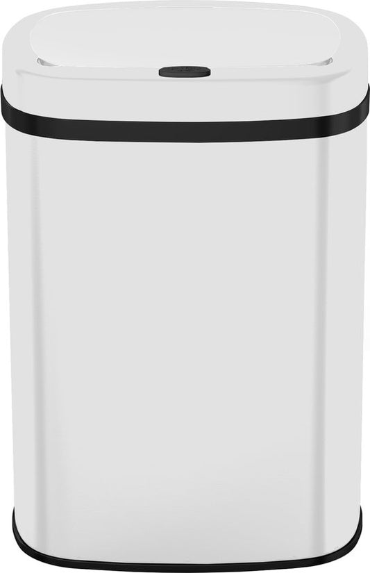 Bayt Poubelle - Poubelle 60 litres - Poubelle avec capteur - Poubelle - Corbeille - Métal - Blanc
