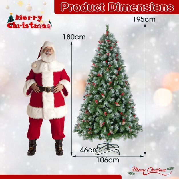 Cost - Arbre de Noël artificiel avec lumières - 420 Led Lights - Blanc/Vert - 195x106 cm