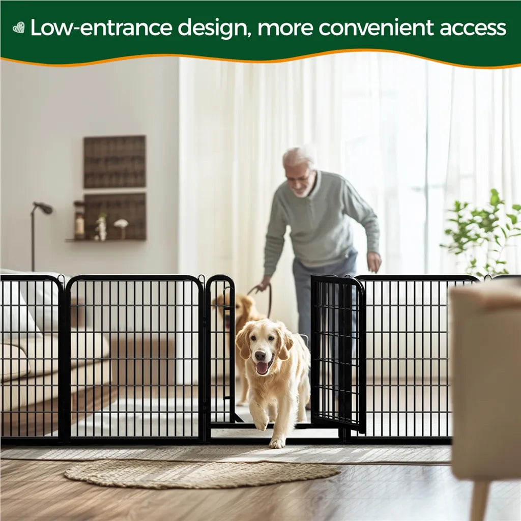Yaheetech Enclos pour chiots 16 panneaux 80 x 65 cm - Noir - Enclos pliable pour chiens avec 2 portes, pour l'intérieur et l'extérieur