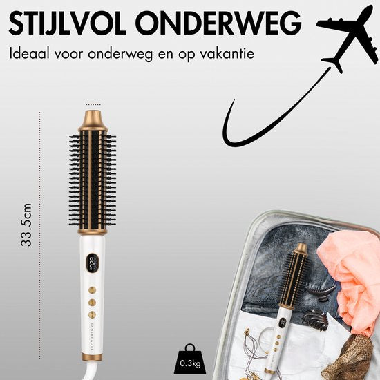 Sansbeauté® Blowout Brosse thermique 3-en-1 38 mm - Brosse chauffante en céramique - Appareil multifonction - Sèche-cheveux - Brosse à boucler - Brosse à cheveux - Brosse lissante - Brosse chauffante - Volume et boucles - Cordon rotatif