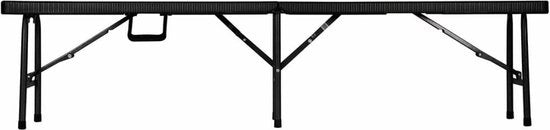 Banc pliant - Perel - motif osier noir - 180 X 25 X 43 cm