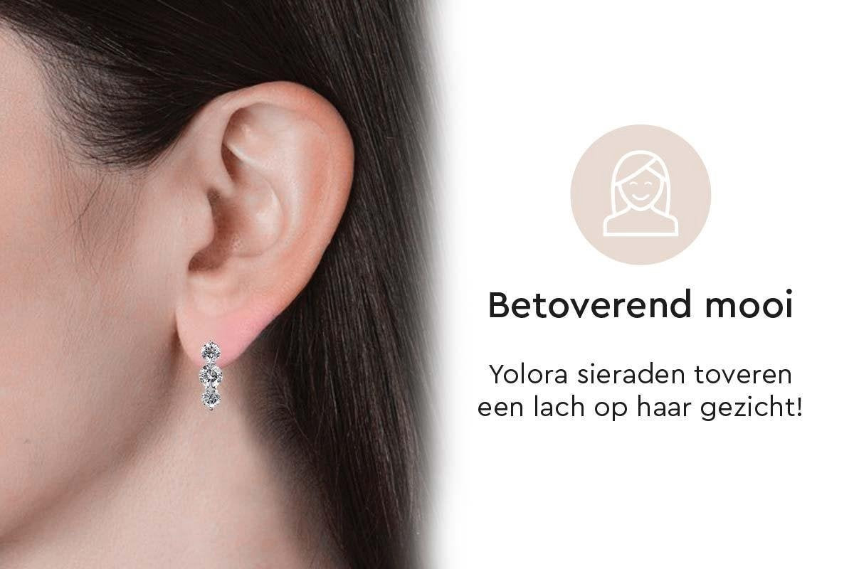 Yolora Boucles d'oreilles pour dames avec cristaux Kalpa Camaka - couleur argent - plaqué or blanc 18K - emballage cadeau