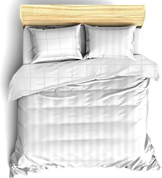 Housse de couette De Witte Lietaer en satin de coton Zygo - Lit jumeaux - 240 x 220 cm - Blanc
