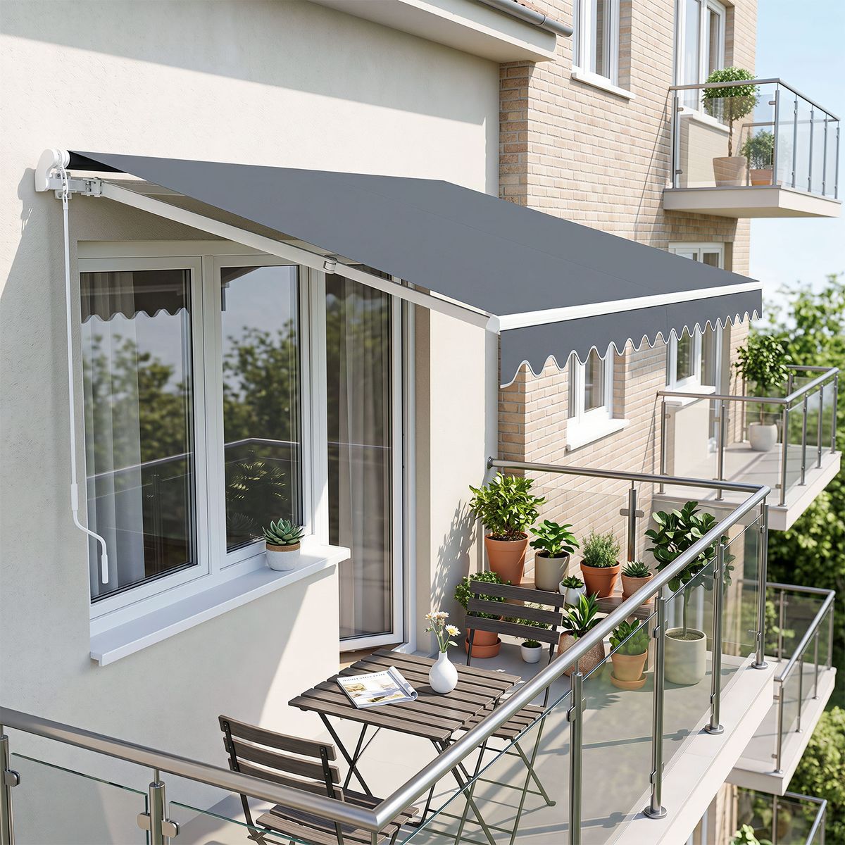 Store de terrasse Coast - rétractable - structure en aluminium - gris 3,6 x 3 m