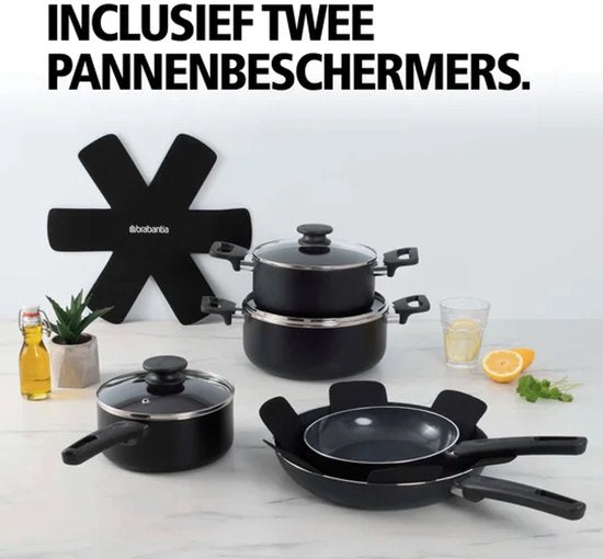 Brabantia Cooking Pleasure set - 7 pièces - Induction - Revêtement antiadhésif en céramique - 100% sans PFAS - Noir