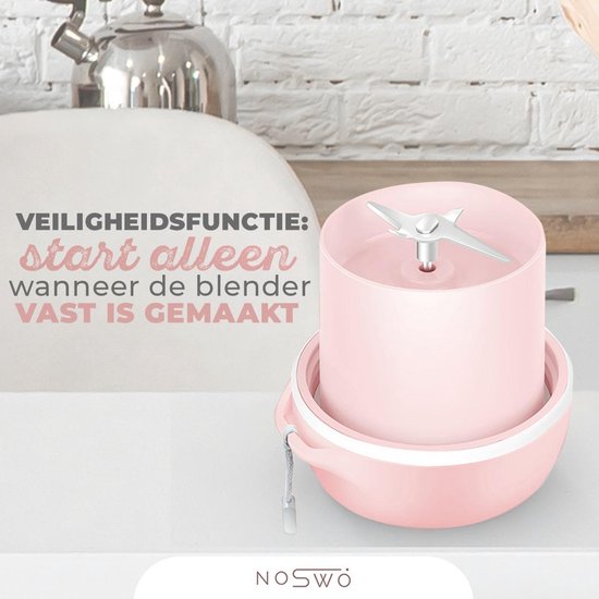 Noswo Blender To Go - Blender portable - Blender portable - Mini Blender pour les déplacements - Smoothie Maker - Blender sans fil - Rose