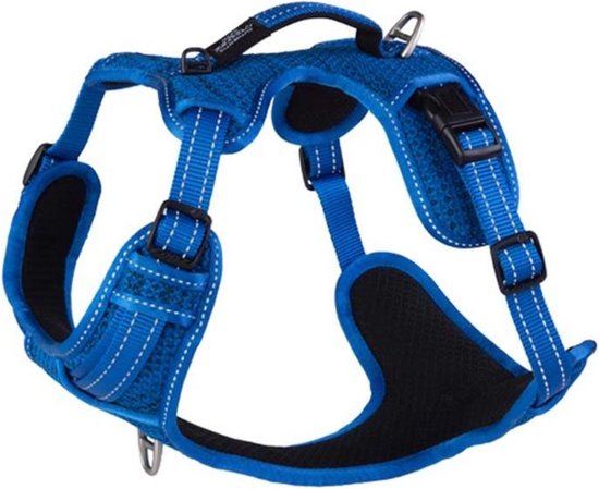 Harnais pour chien Jake et Jacky - Harnais anti-traction - Harnais pour chien - Harnais Y pour chien - Réfléchissant - Bleu - Taille XL