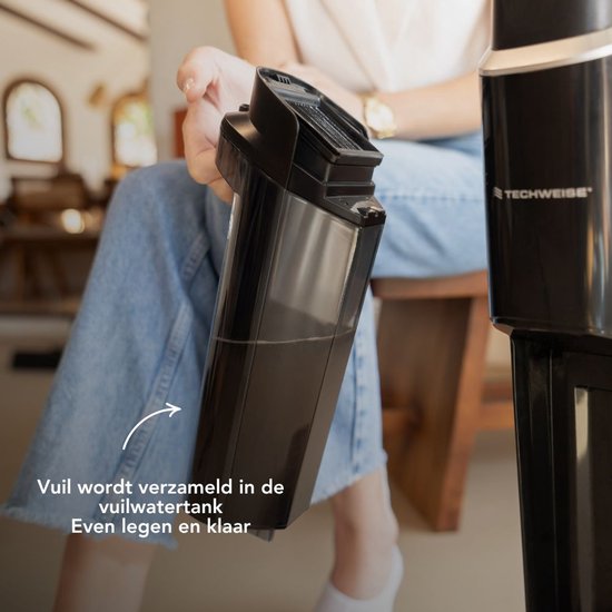 Techweise TC1 Aspirateur balai sans fil Wet & Dry - 30 min d'autonomie - 3 modes de nettoyage - Fonction autonettoyante - 220W - Noir