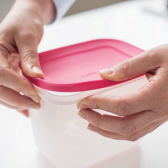 Tupperware Freezer Mates, lot de 2 - Set de boîtes pour le congélateur - Barquettes alimentaires pour le congélateur - Sans BPA - 2 x 1,1 litre - Rose