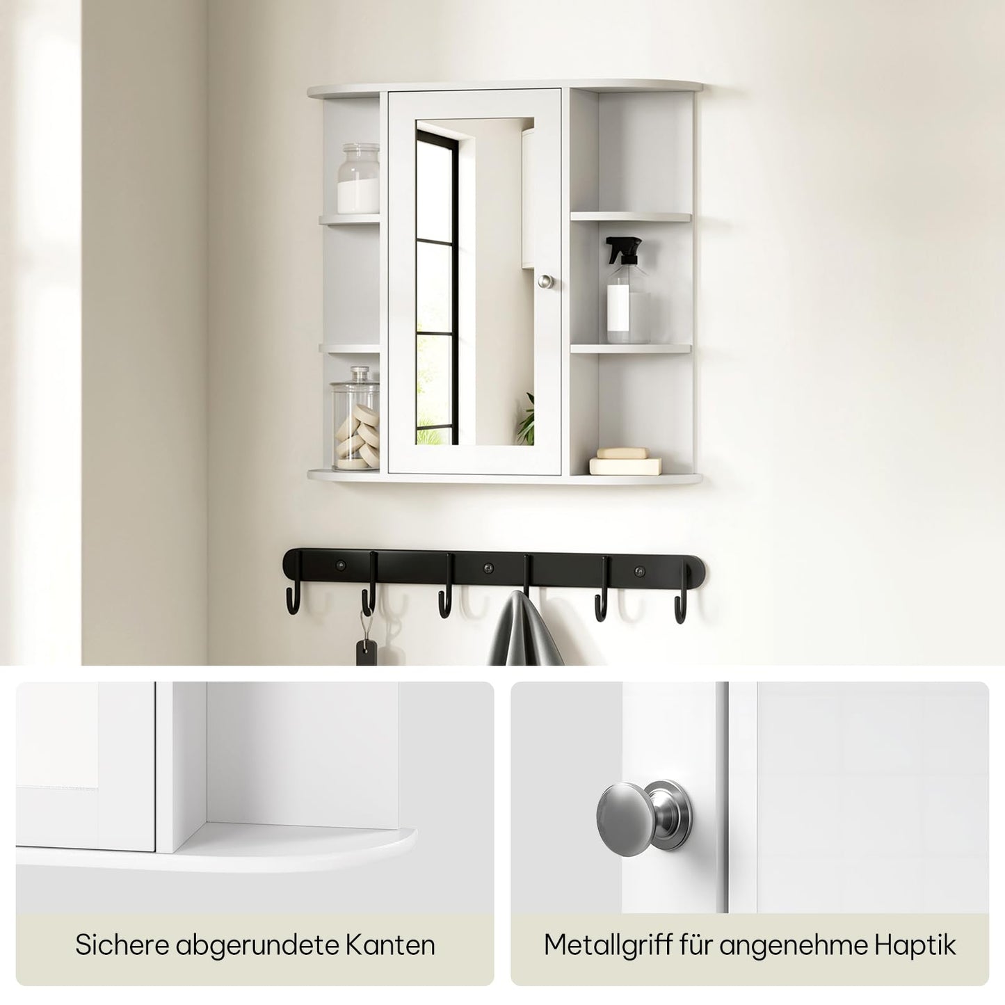 Armoire à miroir Esituro - 60 x 58 x 16 cm - Armoire murale - MDF - Blanc