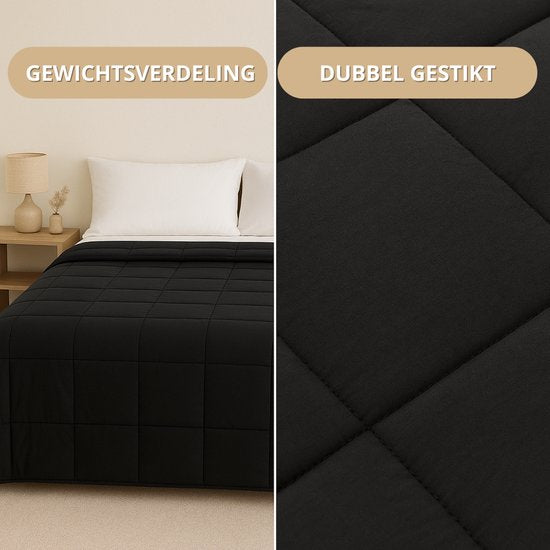 Vonia Couverture lestée 7 kg - Couverture lestée - 150 x 200 cm - Noir