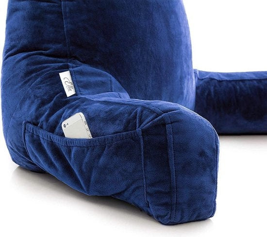 Coussin de lecture avec coussin pour la nuque - Ella® - Velours bleu marine