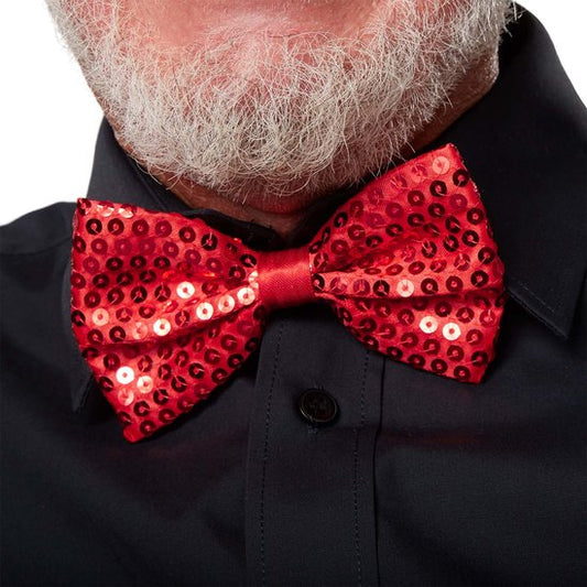 Dressforfun noeud papillon à paillettes - rouge - Déguisement carnaval - Halloween - Déguisement - Vêtements de fête - Vêtements de carnaval - Fête - Vêtements de fête