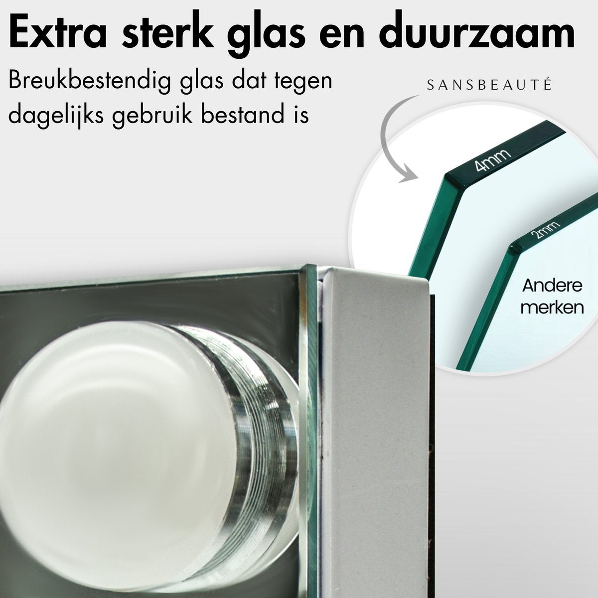 Sansbeauté® Hollywood Mirror 80x60 cm - Miroir de maquillage - 18 lampes LED - grossissement 10x - dimmable - port de charge USB - Touch Control - Bluetooth - Multi