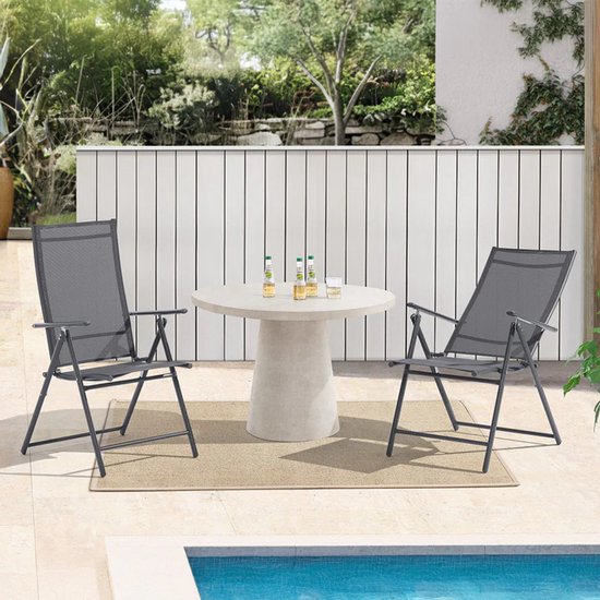 Chaise de jardin / chaise de camping Calena - Lot de 2 - Pliable - Réglable - Anthracite