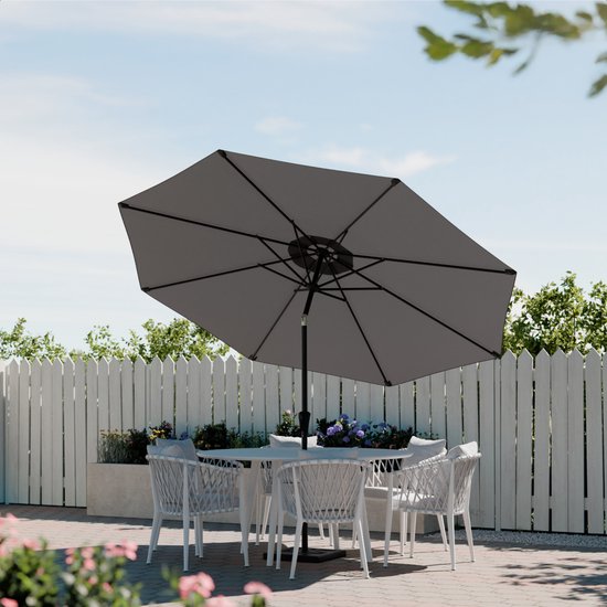 LifeGoods Parasol - Jardin - Ø300 cm - 30° inclinable - Imperméable - UPF50+ - Gris foncé