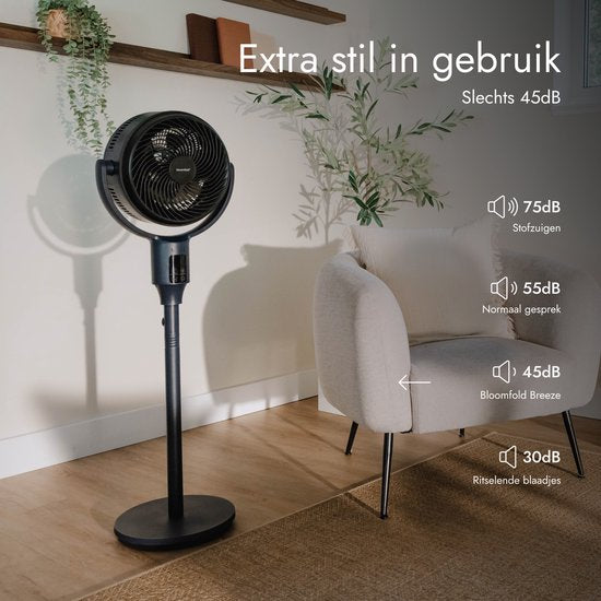Ventilateur Bloomfold Breeze - 108 cm - Bleu nuit - Commande tactile - Oscillation 3D - Minuterie - 9 vitesses