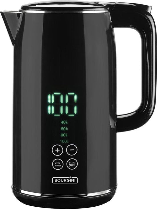 Bouilloire numérique Bourgini Cool Touch - 1.7L - Noir