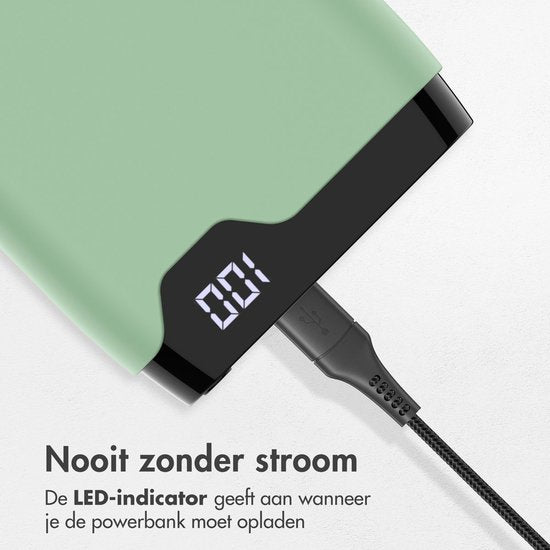 Batterie externe - imoshion - 20000 mAh - Chargeur rapide 22,5W - USB C & USB A - Convient pour iPhone et Samsung - Vert clair
