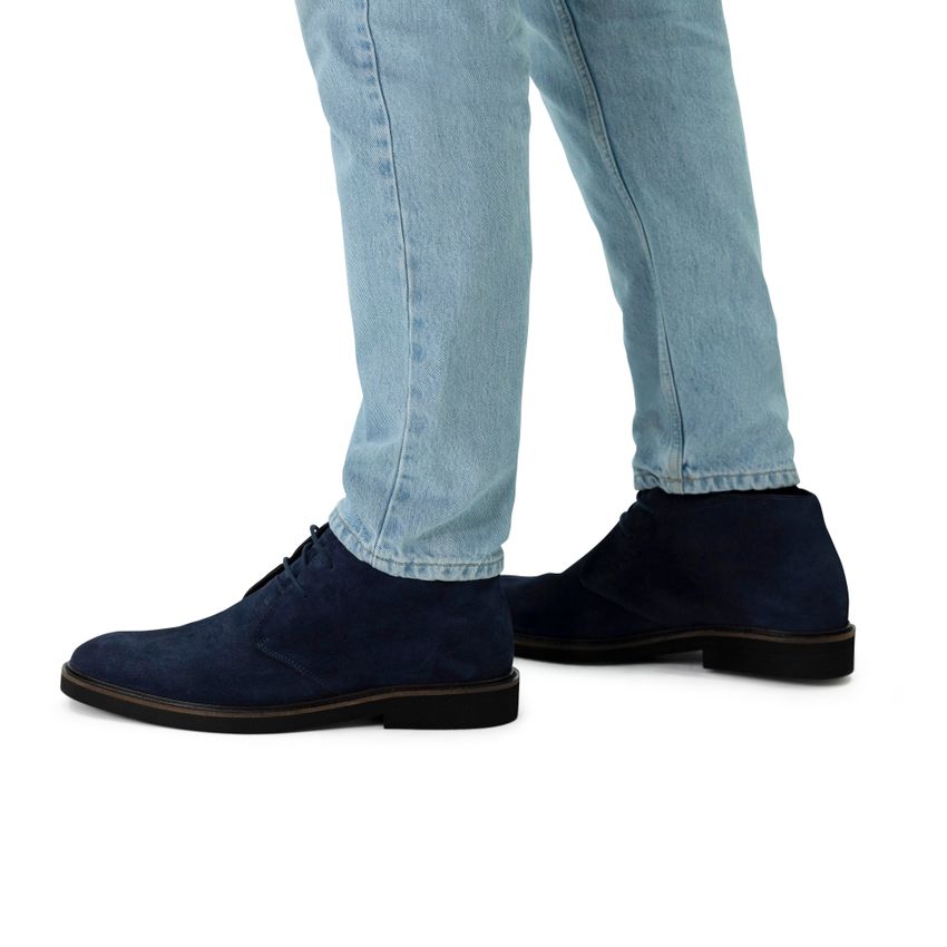 Bottes en daim à lacets - Taille 43 - Bleu foncé