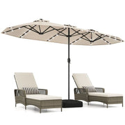 Parasol double Coast avec pied – Éclairage LED solaire et protection solaire UPF 50+ 405 x 210 x 225 cm