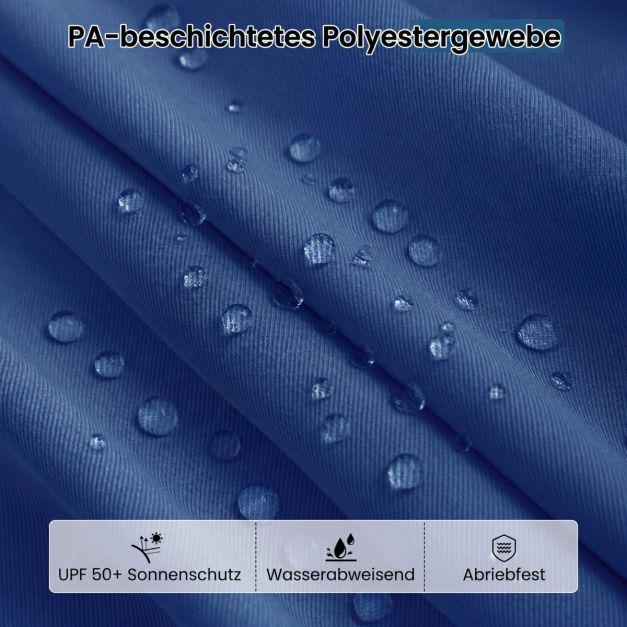 Parasol de jardin Coast avec éclairage LED solaire – Parasol inclinable avec manivelle et 8 baleines – Bleu